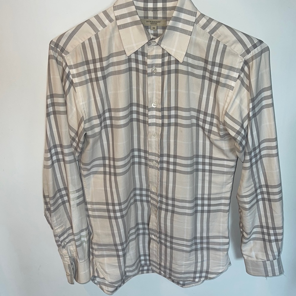 Burberry check button up shirt mens xs